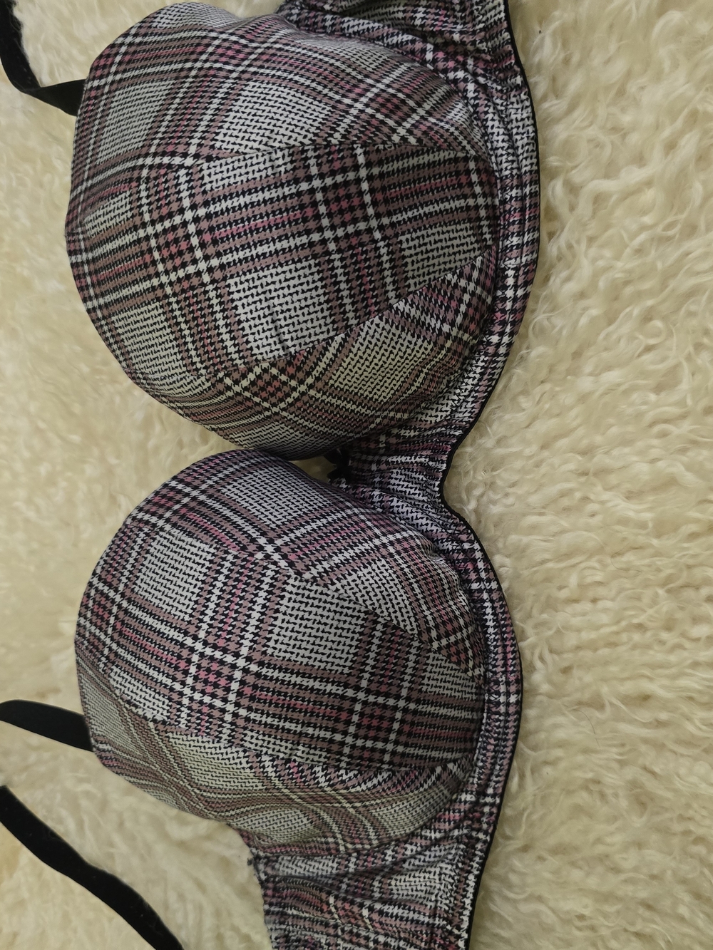 Victoria's Secret Plaid Push-Up Bra - Black, White & Pink